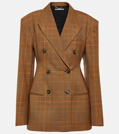 Stella Mccartney Double-breasted Checked Wool Blazer In Orange