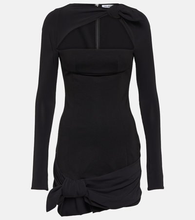 Attico Donnie Bow Cutout Jersey Mini Dress In Black