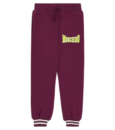 Moschino Kids' Logo Cotton Jersey Sweatpants In Red