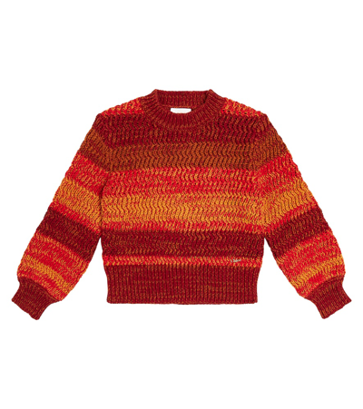 Chloé Kids' Cotton And Wool Sweater In Orange