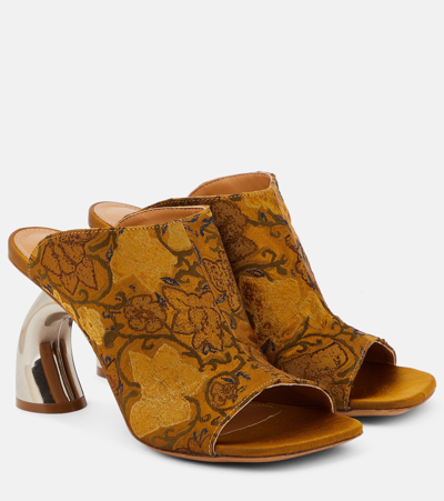 Dries Van Noten Floral Mules In Beige