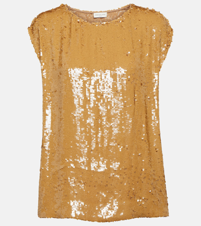 Dries Van Noten Sequined Top In Yellow