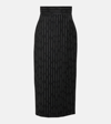 ALEXANDER MCQUEEN PINSTRIPE WOOL MIDI SKIRT