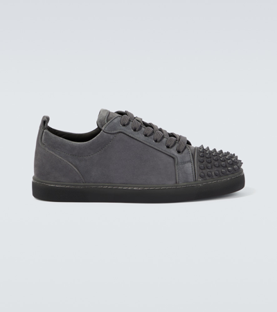 Christian Louboutin Louis Junior Spikes Leather Sneakers In Grey