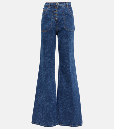 Etro Printed High-rise Flared Jeans In Blue