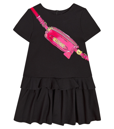Moschino Kids' Printed Jersey Dress In Black
