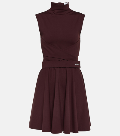 Alaïa Mockneck Jersey Dress In Red