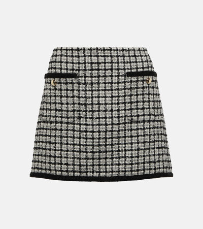 Miu Miu Gingham Check Skirt In White/black