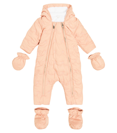 Chloé Baby Embroidered Snowsuit In Pink