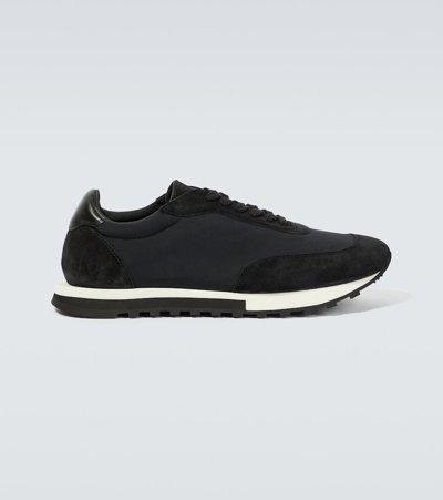 The Row Owen Runner Leather-trimmed Trainers In Black