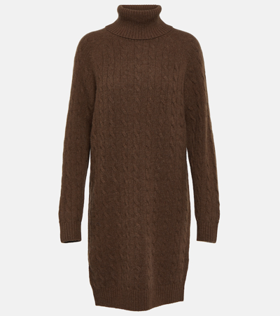 Polo Ralph Lauren Women's Wool-cashmere Cable-knit Sweaterdress In Brown Melange