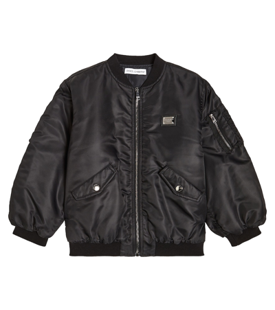 Dolce & Gabbana Kids' Logo Bomber Jacket In Black