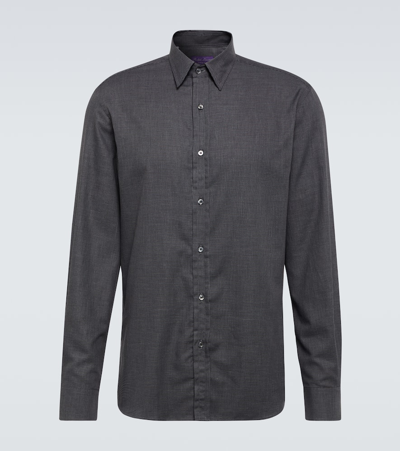 Ralph Lauren Purple Label Chalkstripe Cotton Shirt In Grey