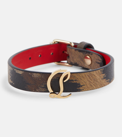 Christian Louboutin Cl Animal-print Leather Bracelet In Multicoloured
