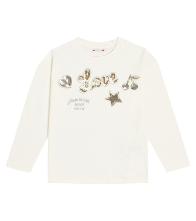 Bonpoint Kids' Tien Sequined Cotton T-shirt In White