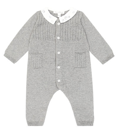 Tartine Et Chocolat Baby Cable-knit Cotton-blend Onesie In Grey