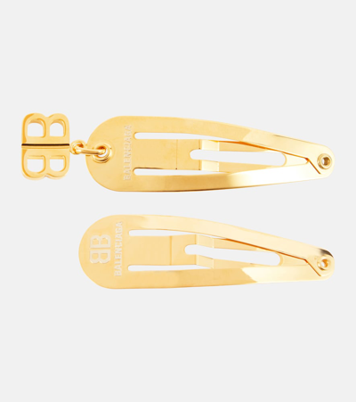 Balenciaga Xxl Xs Clip Bb Charm Set 2 In 0027 -shiny Gold