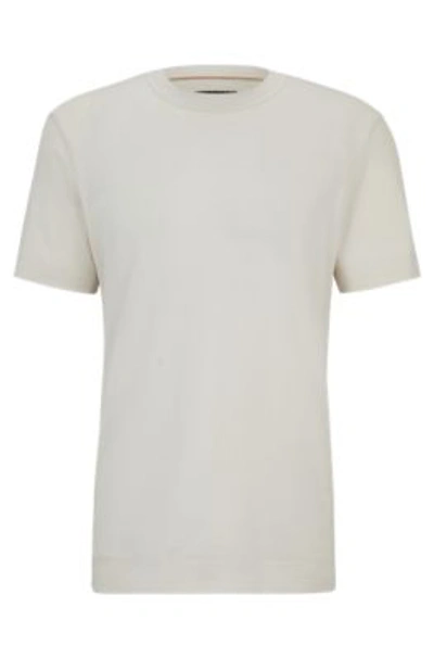 Hugo Boss Cotton-cashmere T-shirt With Mercerized Finish In Light Beige