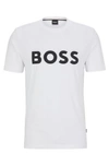 Hugo Boss Cotton-jersey T-shirt With Rubber-print Logo In White