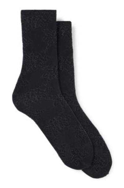 Hugo Boss Two-pack Of Short Socks In Lace In Black
