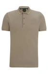 Hugo Boss Cotton-piqu Slim-fit Polo Shirt With Logo Details In Light Green