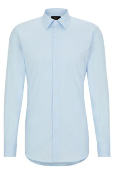 Hugo Boss Slim-fit Shirt In Poplin With Stretch In Light Blue