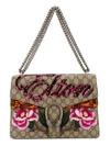 Gucci Dionysus Appliquéd Printed Coated-canvas And Watersnake Shoulder Bag In Beige Multi