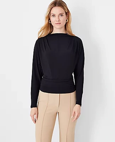 Ann Taylor Petite Drape Neck Dolman Top In Black
