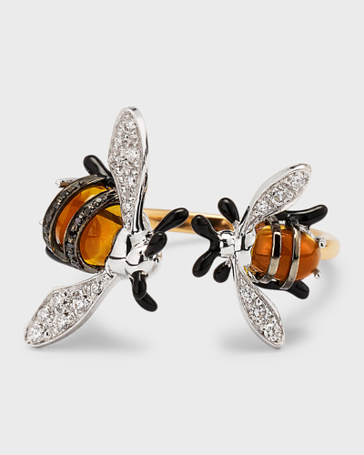 Staurino Bee Ring With Diamonds And Citrine In Metallic