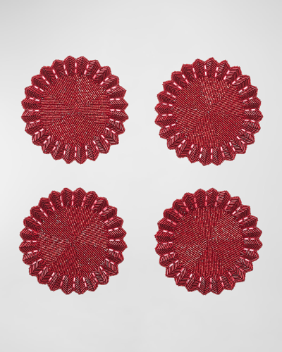 The Martha, By Baccarat X Kim Seybert X Baccarat Etoile Red Coasters, Set Of 4