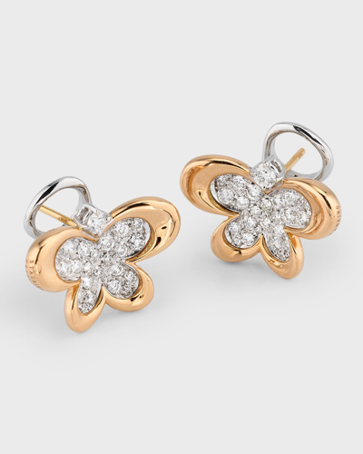 Staurino 18k Rose Gold Diamond Butterfly Earrings