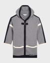 Chloé Intarsia-knit Hooded Coat In A38 Grey Marl Med