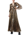 Alice And Olivia Bahama Metallic Pleated Cutout Silk Blend Maxi Dress
