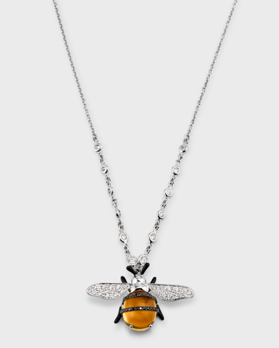 Staurino Bumble Bee Pendant Necklace With Citrine And Diamonds In Metallic