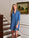 Frank & Eileen Mary Famous Cotton Denim Long Sleeve Shirtdress In Blue