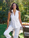 Frank & Eileen Fiona Sleeveless Button Up Shirt In White In White