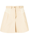 Kenzo High-waisted Cotton Shorts In Neutrals