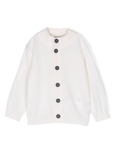 Fay Babies' Elbow-patch Button-up Cardigan In Nude