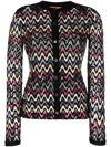 Missoni Zigzag-embroidered Wool-blend Cardigan In Schwarz