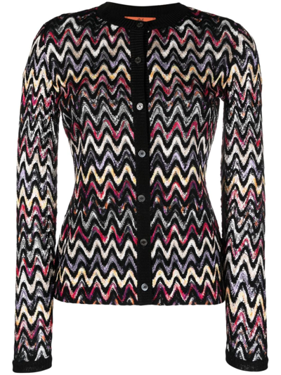 Missoni Zigzag-embroidered Wool-blend Cardigan In Zig Zag Multi