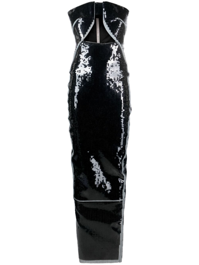 Rick Owens Cut-out Sequined Maxi Dress In Blue