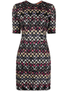 Missoni Zigzag-embroidered Wool-blend Dress In Schwarz
