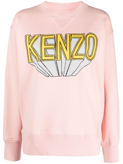 Kenzo 3d Oversize Cotton Sweatshirt In Pink