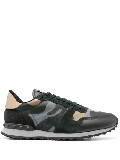 Valentino Garavani Camouflage Rockrunner Low-top Sneakers In Multi