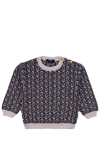 Balmain Boys Black Wool Knit Logo Jumper In Multicolor