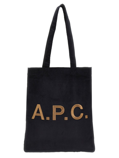 Apc Logo-embroidered Corduroy Tote Bag In Navy