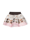 MONNALISA BEAR-PRINT FLARED SKIRT