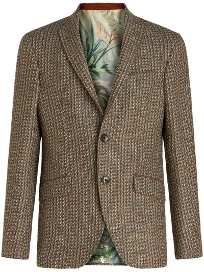 Etro Slim-cut Single-breasted Blazer In Brown