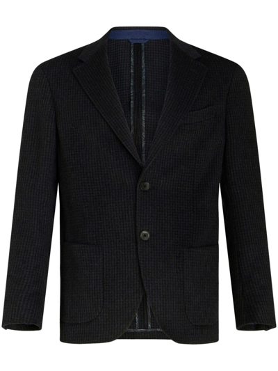 Etro Notched-lapels Single-breasted Blazer In Black