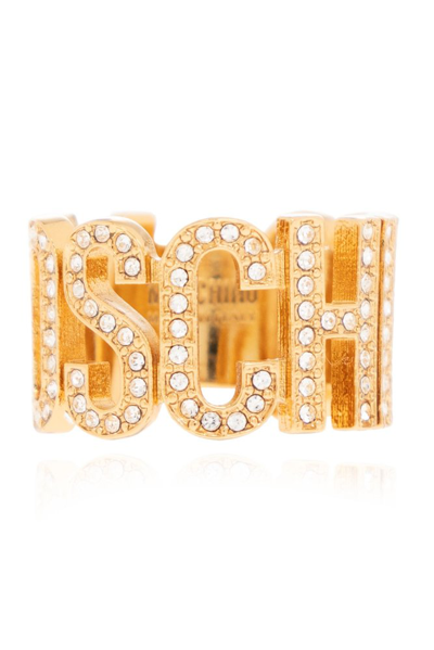 Moschino Rhinestone-embellished Ring In Gold,crystal